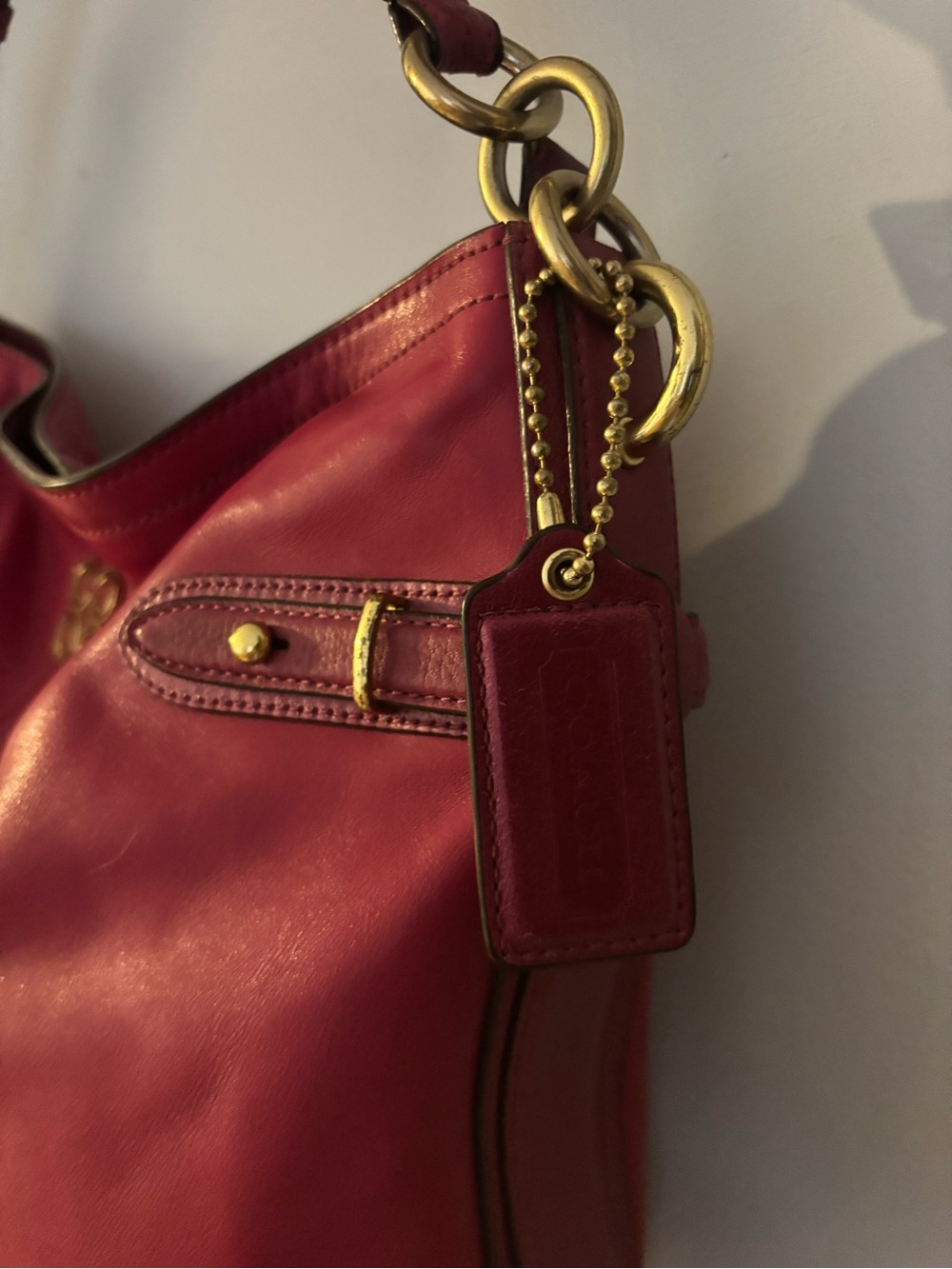 Coach Red Leather Shoulder Bag with Gold Hardware - Picture 5 of 9